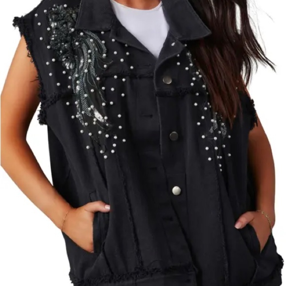 Vici Cream Quilted Vest with Sparkling Accents